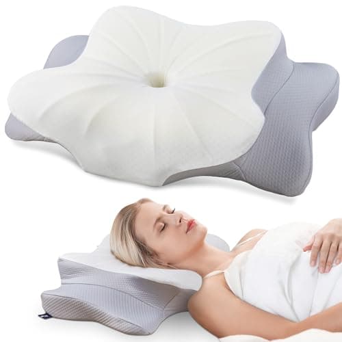 DONAMA Cervical Pillow for Neck and Shoulder,Contour Memory Foam Pillow,Ergonomic Neck Support Pillow for Side Back Stomach Sleepers with Pillowcase