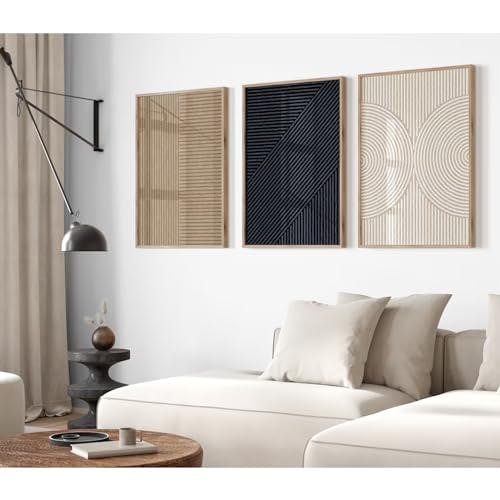 Modern Abstract Pictures Wall Art Boho Neutral Canvas Wall Art Minimalist Line Wall Decor Black Brown Artwork Abstract Modern Painting Prints for Living Room Bedroom 12x16 Inch Unframed Set of 3