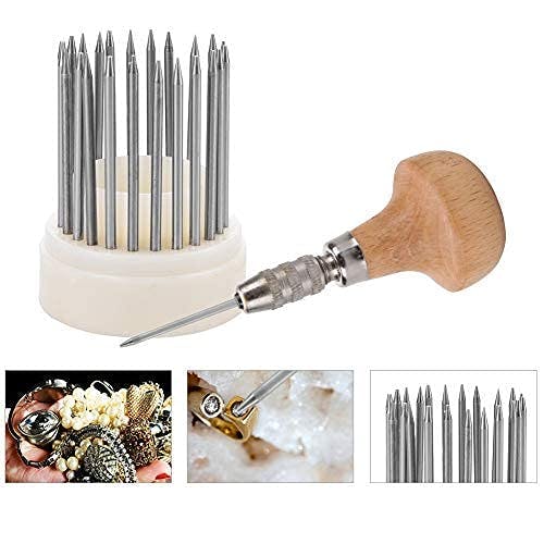 23 Pieces Jewelry Engraving Tools, Engraver Pen, Metal Beading Tools Set, Diamond Stone Bead Setting Engraving Tools for DIY Craft Jewelry Making