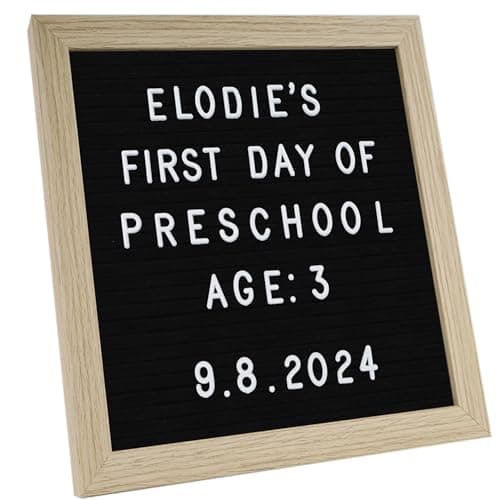 C CRYSTAL LEMON Letter Board, 336 Letters Numbers & Symbols, Felt Letter Board, 10x10 inches, Changeable Wooden Message Board Sign, Wood Frame, Wall Mount, with Display Stand (Black)