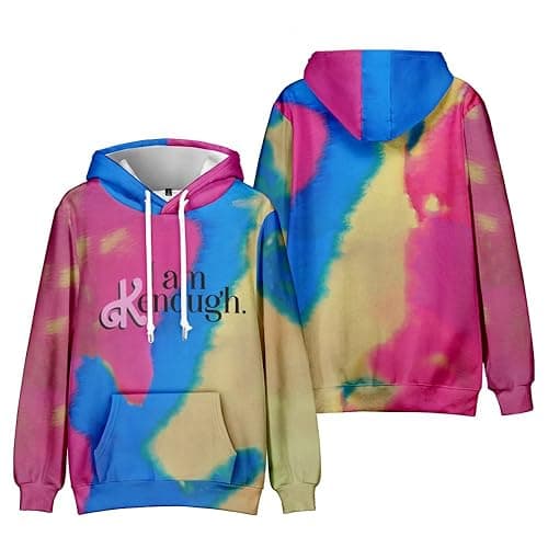 KZQTHH I am Kenough Hoodie Fashion Tie Dye Pullover Hooded Sweatshirt Adult Cosplay Streetwear Hoodies,S Style