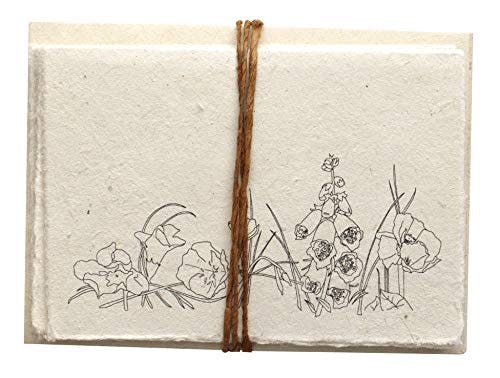 Handmade Seeded Plantable Note Cards with Envelopes Set of 6 Wildflowers