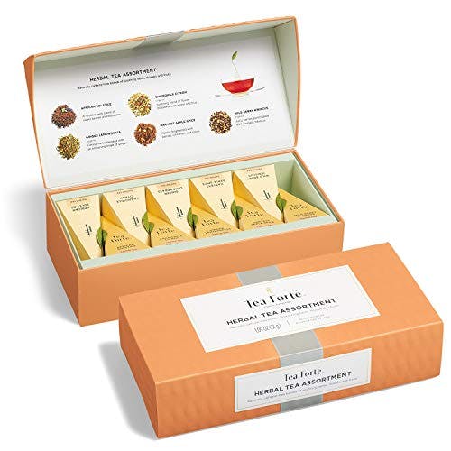 Tea Forte Herbal Tea Assortment, Petite Presentation Box, Sampler Gift Set With Handcrafted Pyramid Infusers, Naturally Caffeine Free, 10 Count (Pack of 1)