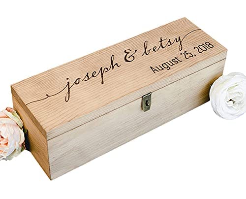 Personalized Engraved Wine Box - First Names and Vintage, Custom Text