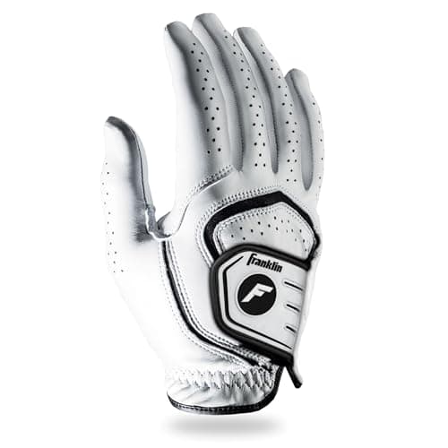 Franklin Sports Golf Glove - Pro Golf Gloves - Premium Leather Golfing Glove - Maximum Grip - White - Right Hand Glove - Adult Large