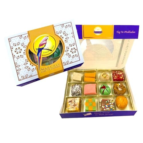 Rakhi Gift - Sukhadia Sweets - Assorted Mix - 16oz box (12pc) - Indian Mithai Gift - Freshly Made In USA