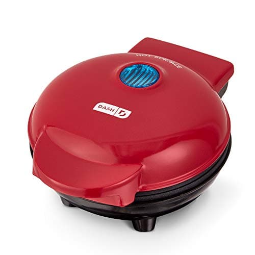 DASH Mini Waffle Maker - 4” Waffle Mold, Nonstick Waffle Iron with Quick Heat-Up, Nonstick Surface - Perfect Mini Waffle Maker for Kids and Families, Just Add Batter (Red)