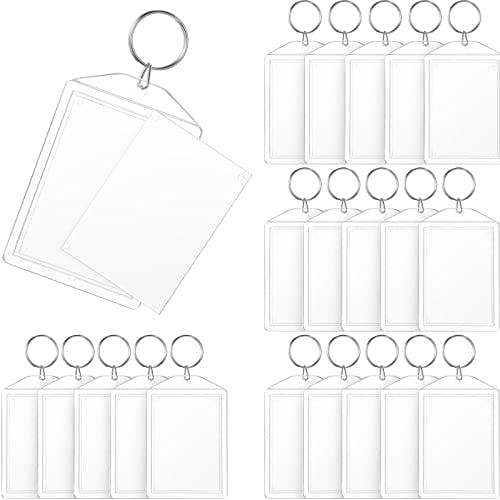 Hicarer Acrylic Photo Insert Keychain Picture Acrylic Blank Custom Personalised Photo Insert Blank, 2 x 3 Inch(20 Pieces)