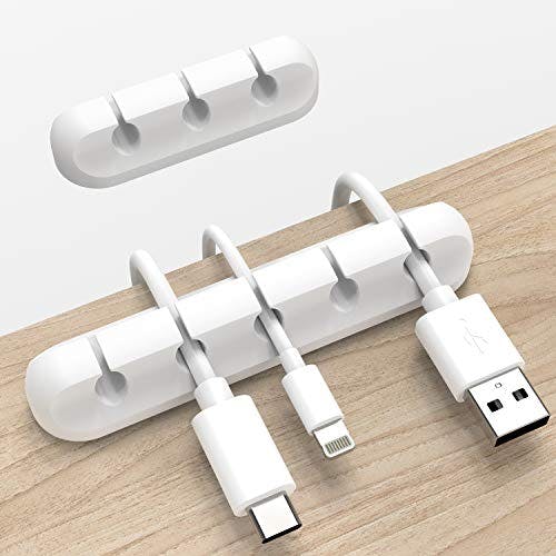 INCHOR White Cable Clips, Cord Organizer Cable Management, Cable Organizers USB Cable Holder Wire Organizer Cord Clips, 2 Packs Cable Straps for Desk Car Home and Office (5, 3 Slots)