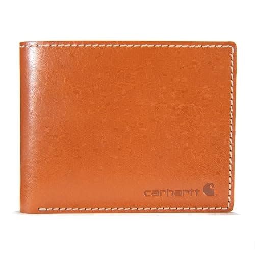 Carhartt Men's Buff Tanned Leather Rough Cut Bifold Wallet, Tan