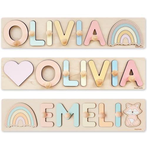 Name Puzzle With Pegs Personalized Wooden Name Puzzle Wooden Toys Custom Name Puzzle by BusyPuzzle Christmas Present Personalized Birthday Baby 1 Year Old Gifts Boy and Girl Easter Gifts for Kids