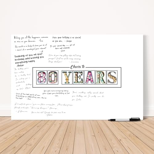 L&O Goods 80th Birthday Party Decorations - Signature Board for Party - Party Supplies, Guest Book, Or Card Alternative for Women Or Men - Signing Board for Party - Size 11x17 |Unframed