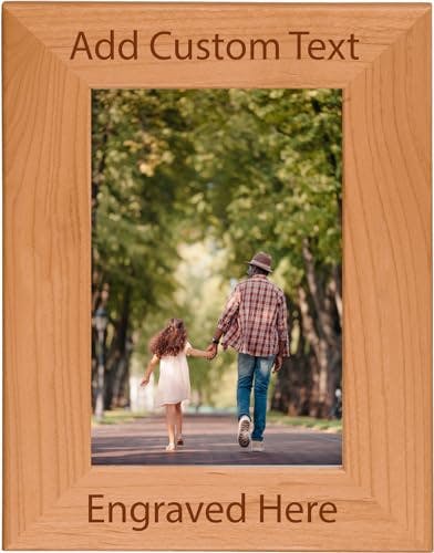 Personalized Add Your Custom Text Hanging/Tabletop Wall Natural Alder Wood Picture Photo Frame Customizable (5x7-inch Vertical)