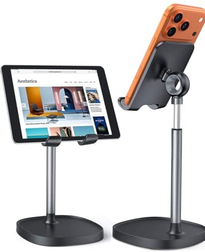 LISEN Cell Phone Stand Adjustable for iPhone Phone Holder for Desk, Office Desk Accessories Computer PC for iPhone Stand Gaming Essentials Fit Otterbox Case Phones Switch Kindle iPad Air Tablet 4-10in