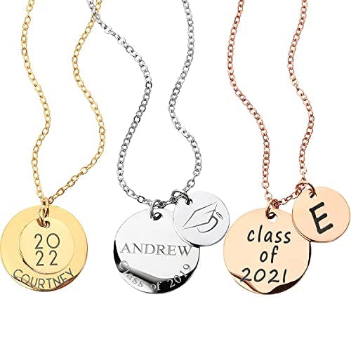 MignonandMignon Personalized Graduation Name Necklace College Graduate Gift High School Women Grad Class of 2021 Customized for Her - LCN-NC