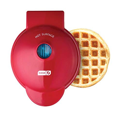 DASH Mini Waffle Maker - 4” Waffle Mold, Nonstick Waffle Iron with Quick Heat-Up, Nonstick Surface - Perfect Mini Waffle Maker for Kids and Families, Just Add Batter (Red)