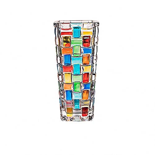 Magcolor Hand Painted Colorful Woven Glass Vase -Crystal Flower Vase- 7.7 inch, Glass Plant Vase for Floral Arrangements, Centerpieces, Weddings, Housewarming, Centerpiece Home Deco