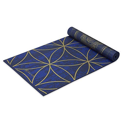 Gaiam Yoga Mat Premium Print Reversible Extra Thick Non Slip Exercise & Fitness Mat for All Types of Yoga, Pilates & Floor Workouts, Metallic Sun & Moon, 68" L x 24" W x 6mm Thick