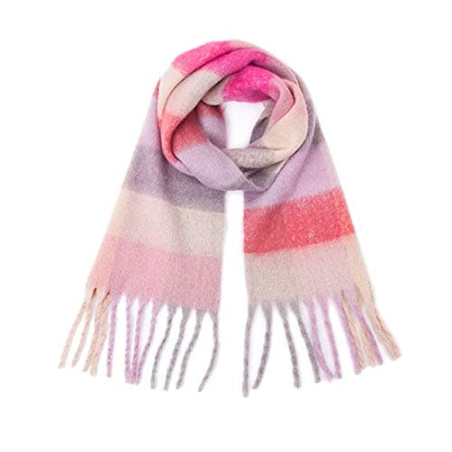 Yatemiole Women's Cashmere Big Coloured Checked Scarf Winter Warm Wrap Scarf (Pattern - 1)