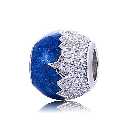 EVESCITY Limited Edition Blue Mountain Peak Ocean Crystallized 925 Sterling Silver Bead For Charms Bracelets ♥ Best Jewelry Gifts for Her ♥