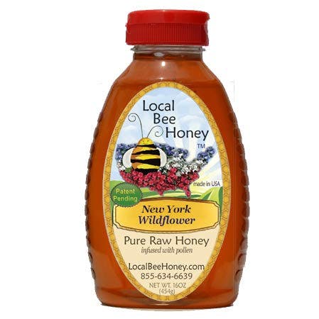 New York Wildflower Honey, Local Bee Honey - 100% Pure Raw Unfiltered, Unheated, Un-blended Honey 16oz