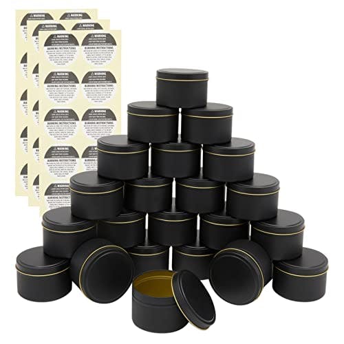 Bright Creations 24 Pack Candle Tins 8 oz with Lids and Labels for Candle Making (Black)