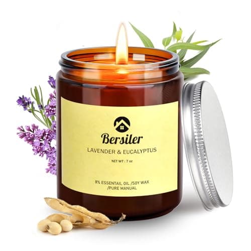 Bersiler Aromatherapy Candles, Scented Candles, 7OZ Lavender Eucalyptus Candles Stress Relief and Relax for Home & Bedroom Gift for Women Birthday Christmas, Soy Wax Candle