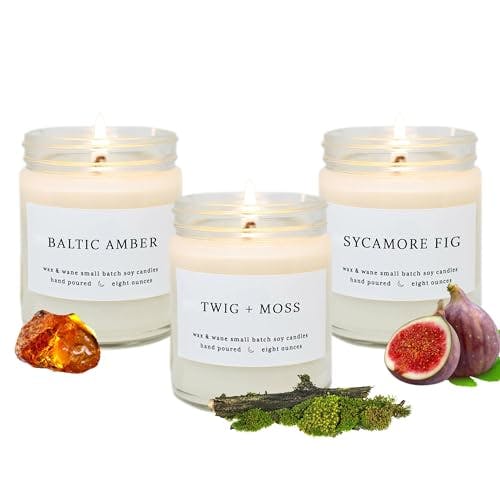 Wax & Wane Signature Line Scented Candle Set of 3-4oz Handmade Candles For Men and Women - Long Burning 25+ Hours Candles For Home, Bedroom, and Bathroom - 100% Natural Soy Candles Made in the USA