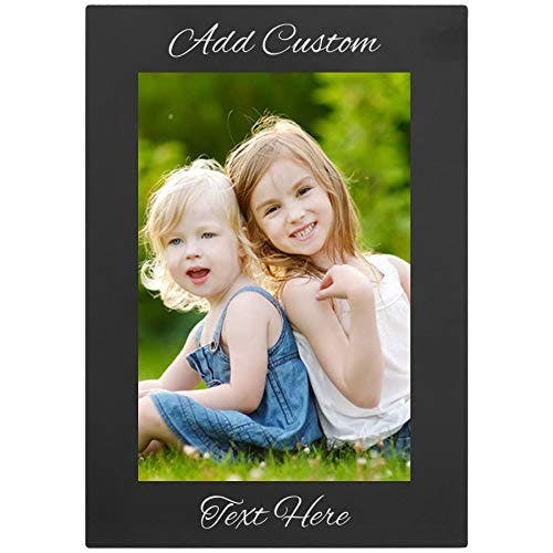 Personalized Add Your Custom Text Engraved Anodized Aluminum Hanging/Tabletop Personlized Group Family Photo Picture Frame 4x6-inch Vertical Black