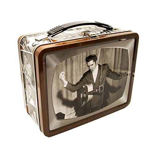 AQUARIUS Elvis TV Fun Box - Sturdy Tin Storage Box with Plastic Handle & Embossed Front Cover - Officially Licensed Elvis Merchandise & Collectible Gift