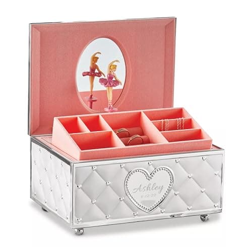 Lenox Personalized Childhood Memories Ballerina Jewelry Box, Custom Engraved Musical Jewelry Organizer, My First Jewelry Box for Kids, Children, Little Girls