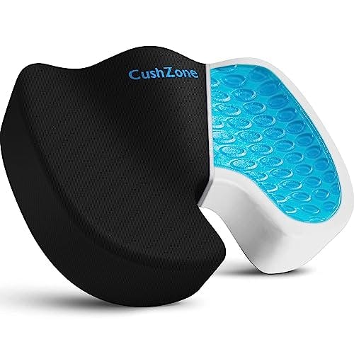 CushZone Office Chair Seat Cushion, Cooling Gel Enhanced Memory Foam Chair Cushions for Long Sitting - Back, Sciatica, Coccyx, Tailbone Pain Relief Pillow - for Office Chair, Gaming Chair, Car Seat