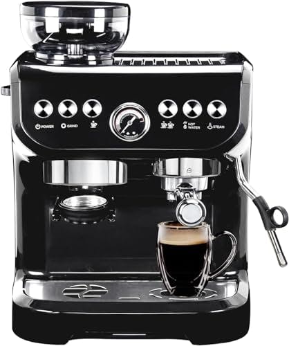 MIROX Espresso Machine 15 Bar, Coffee Maker With Milk Frother Steam Wand, Built-In Bean Grinder, Combo Cappuccino Machine with 70oz Removable Water Tank (ABS high-strength plastic shell)