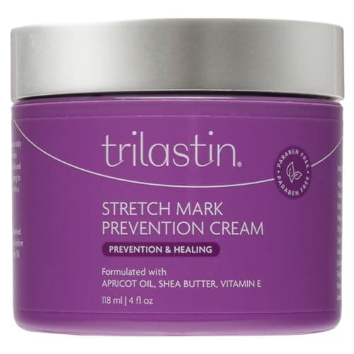 TriLASTIN Maternity Stretch Mark Prevention Cream - Paraben-Free, Hypoallergenic, and Safe for Pregnancy - Stretch Mark Formula for Pregnant Women - 4 Oz Belly Cream for Pregnant Women