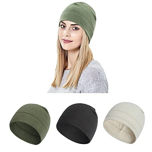 xife® Unisex Indoors Cotton Beanie- Soft Sleep Cap for Hairloss, Cancer, Chemo (Black)