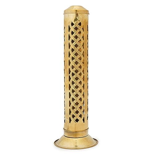 Ajuny Brass Incense Burner Holder/Incense Stick Holder Tower Stand Ash Catcher French Rope Design for Home Office Fragrance Yoga Meditation Accessories Height- 10 inch