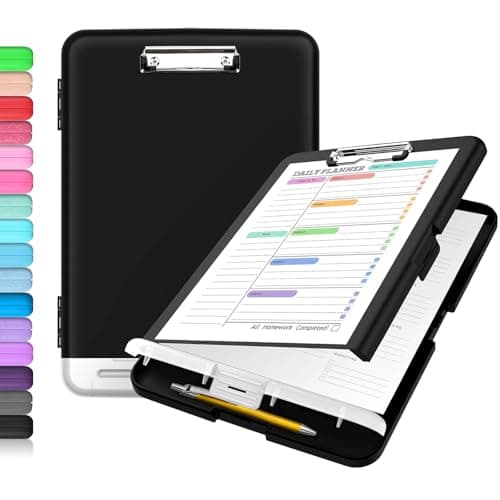 Sooez Clipboard with Storage, High Capacity Nursing Clip Board 8.5 x 11 with Pen Holder & Low Profile Clip, Plastic Clipboards Case Box, Teacher Must Haves School Office Supplies,Letter Size/ A4
