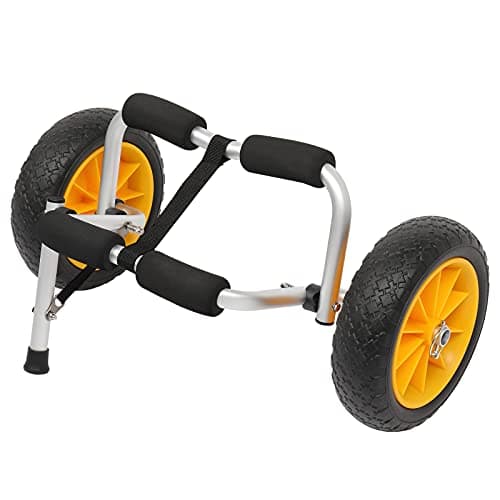 Bonnlo Kayak Trailer, Foldable, Cast Aluminum Alloy Frame, 10'' Solid Tires, Universal Wheels Cart for Canoe, Paddle Board, Boat, Float Mats, Jon Boat, 1.75 Wall Thickness Prongs