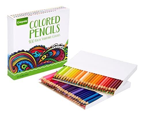 Crayola Adult Colored Pencil Set, 100 Premium Coloring Pencils For Adult Coloring Books, Presharpened, Gift for Teens