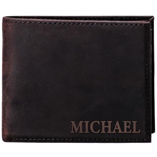 Personalized Leather Wallet for Men, Fathers Day Gifts for Him, Custom Name Wallets, Customazible Gift for Husband, Dad, Boyfriend, Him, Men Gifts for Anniversary, Birthday, Wedding, Fathers Day