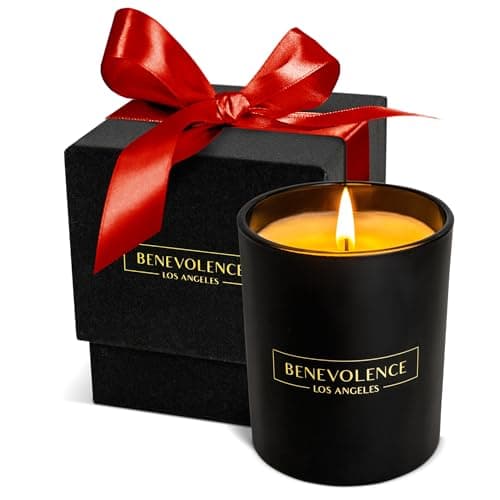 Benevolence LA Candles Bergamot & Jasmine Scented Candle | Soy Candles, 8 Oz Scented Candles for Home Scented, Christmas Gifts for Men | 45 Hour Burn Seasonal Candles for Women | Jasmine Candle