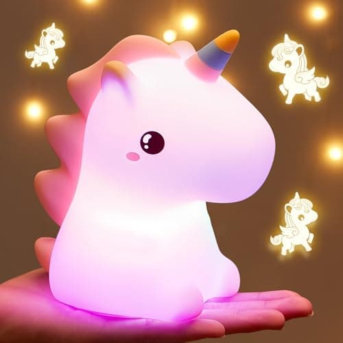 Unicorn Night Light for Kids,16 Colors Kids Night Light, Silicone Baby Night Light, Dimmable Toddler Night Light, Rechargeable Night Light for Kids, Protable Nightlight for Kids Room Gifts for Girls