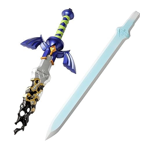 DMAR Decayed Master Sword 1:1 Replica, 24'' Metal Broken Master Sword, with a 40'' Plastic Restored Master Sword Replacement - Link Sword for Adult