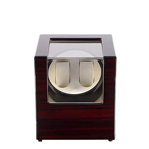 Uten Automatic Watch Winder Box Luxury Wooden Watch Storage Case, Double Watch Winder with Quiet Motor 4 Rotation Mode for Father's Day Gift for Him, Birthday Gift. Red