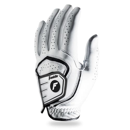 Franklin Sports Golf Glove - Premium Leather Pro Golf Gloves - Maximum Grip - White - Right Hand - Adult Large