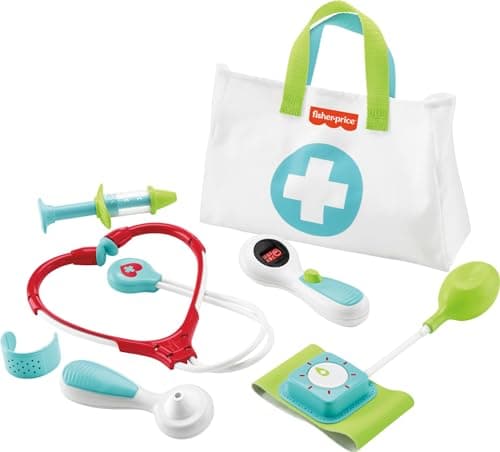 Fisher-Price Preschool Pretend Play Medical Kit 7-Piece Doctor Bag Dress Up Toys for Kids Ages 3+ Years