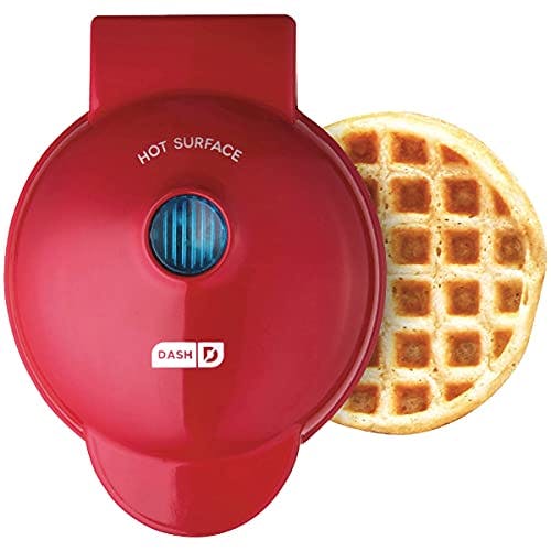 DASH Mini Waffle Maker - 4” Waffle Mold, Nonstick Waffle Iron with Quick Heat-Up, Nonstick Surface - Perfect Mini Waffle Maker for Kids and Families, Just Add Batter (Red)