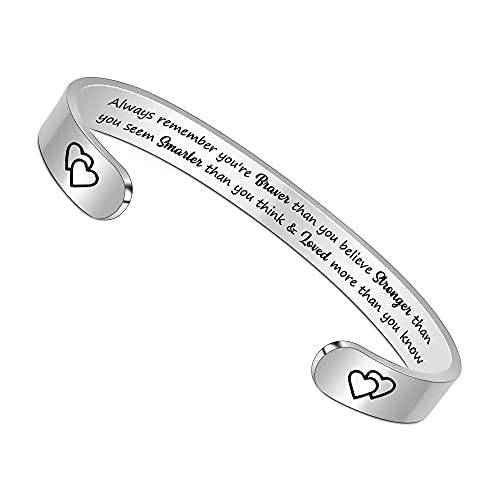 Btysun Inspirational Gifts for Women Anxiety Bracelets for Teen Girls Encouragement Gifts for People with Anxiety Friend Bracelet Quotes Engraved Jewelry