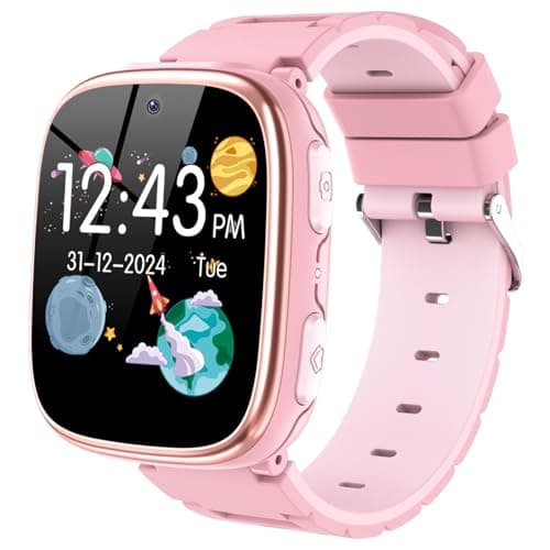 Smart Watch for Kids 4-12 Years Old with 15 Games Camera Alarm Video Music Player Pedometer Flashlight Birthday Gift for Boys Girls (Pink)