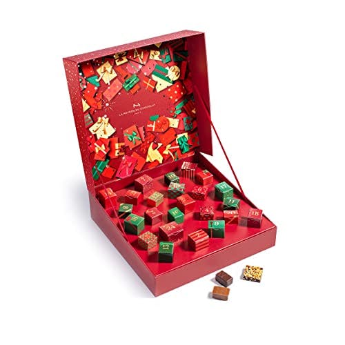 La Maison Du Chocolat Premium Artisanal Chocolate Advent Calendar 2023 Adult | Milk Chocolate and Dark Chocolate Gift Box | Christmas Chocolate Gifts (24 Pieces)